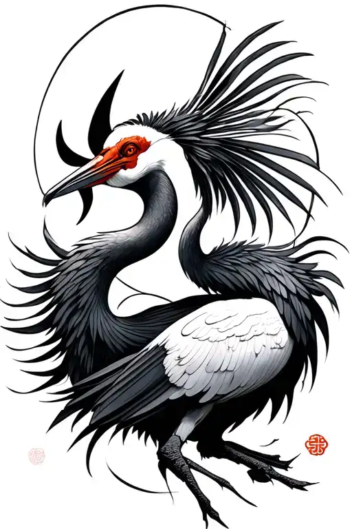 Japanese crane bird tattoo design idea
