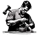 shadow of a man working on a ring with hammer and chisel tattoo design idea