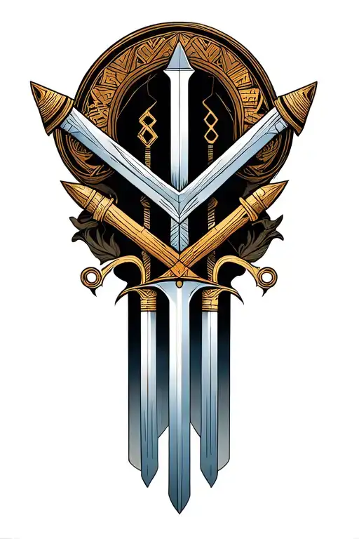 Three Swords crossed together tattoo design idea
