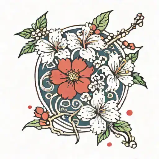 name "Ceiley" in Japanese cherry blossom tattoo design idea