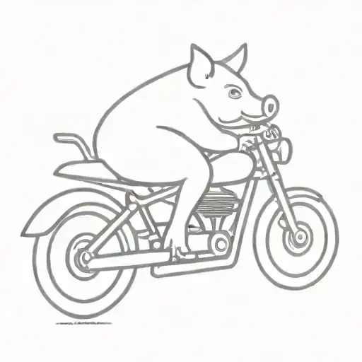Pig riding a Harley Davidson motorcycle tattoo design idea