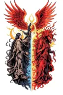 heaven vs hell tattoo design idea