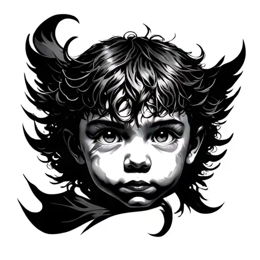 Child's soul, the eyes of a warrior and the spirit of a winner tattoo design idea