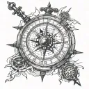 jack sparrow's compass on map outline tattoo design idea