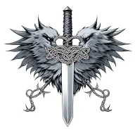 Celtic wolf raven sword heart tattoo design idea