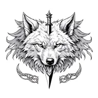Celtic wolf raven sword heart tattoo design idea