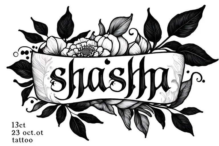 shaisha name with date 23.oct (in roman) minimal and elegant tattoo design idea
