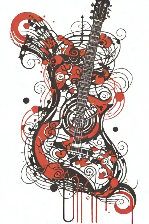 treble clef with a guitar tattoo design idea