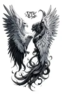 Devis vs engel wings tattoo design idea