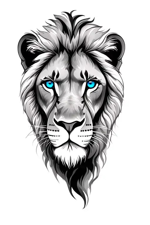 lion blue eyes tattoo design idea