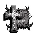 cross with the word yahweh tattoo design idea