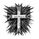 cross with the word yahweh tattoo design idea