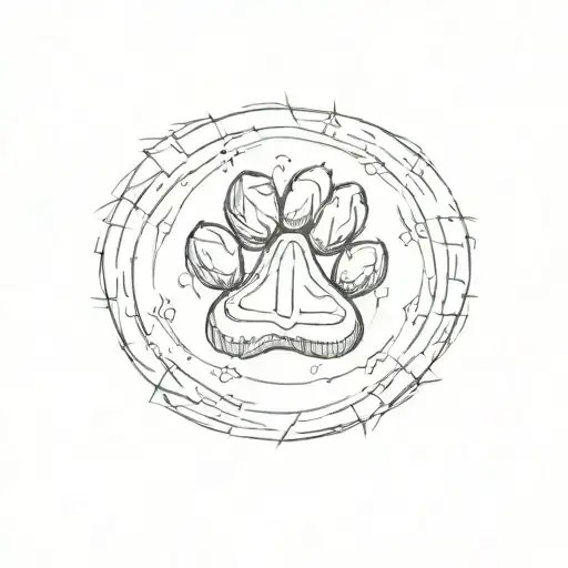 a Penny with a paw print inside tattoo design idea