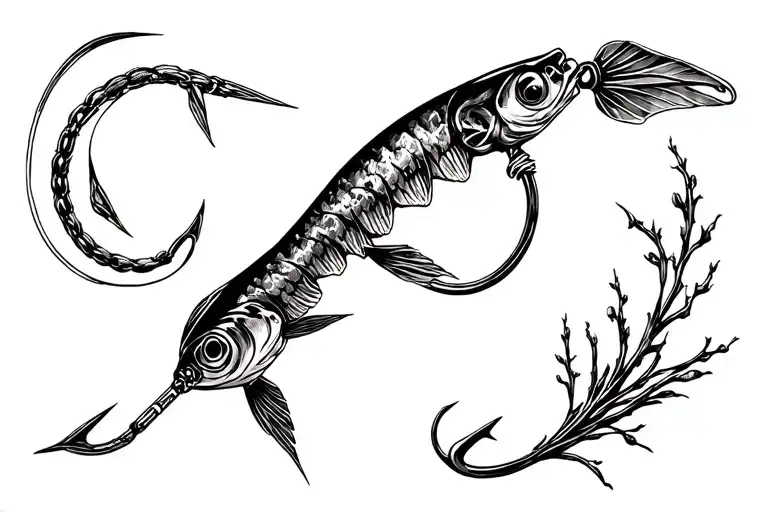 fishing hook memorial tattoo using elements of newfoundland tattoo design idea