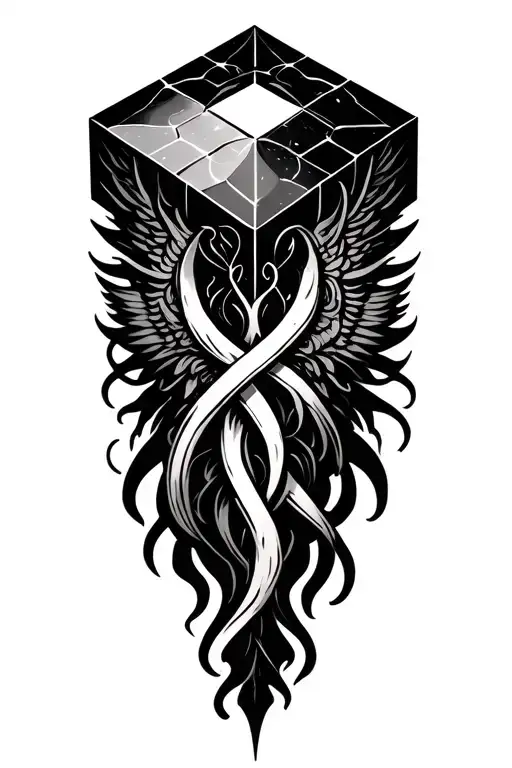 Metatron Cube intertwined with christianity religious spiritual tattoo design idea