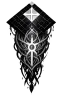 Metatron Cube intertwined with christianity religious spiritual tattoo design idea