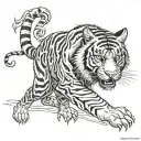 biomechanical Polynesian mythical tiger tattoo feral look facing front tattoo design idea