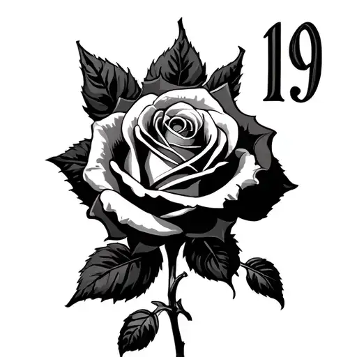 Dark Tower Rose with the number 19 incorporated tattoo design idea