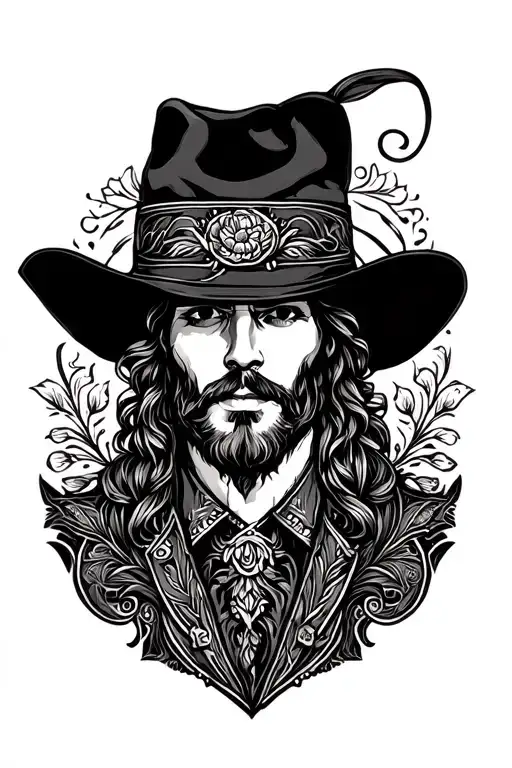 western tooled leather sleeve tattoo design idea