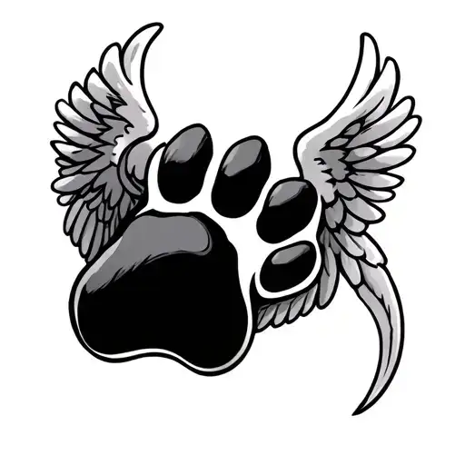 Dog Paw With Angel Wings tattoo design idea