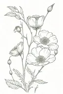 hawthorn flower and honeysuckle flower and poppy flower tattoo design idea
