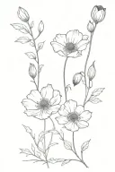 hawthorn flower and honeysuckle flower and poppy flower tattoo design idea