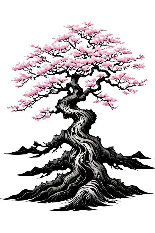 sakura tree growing tattoo design idea