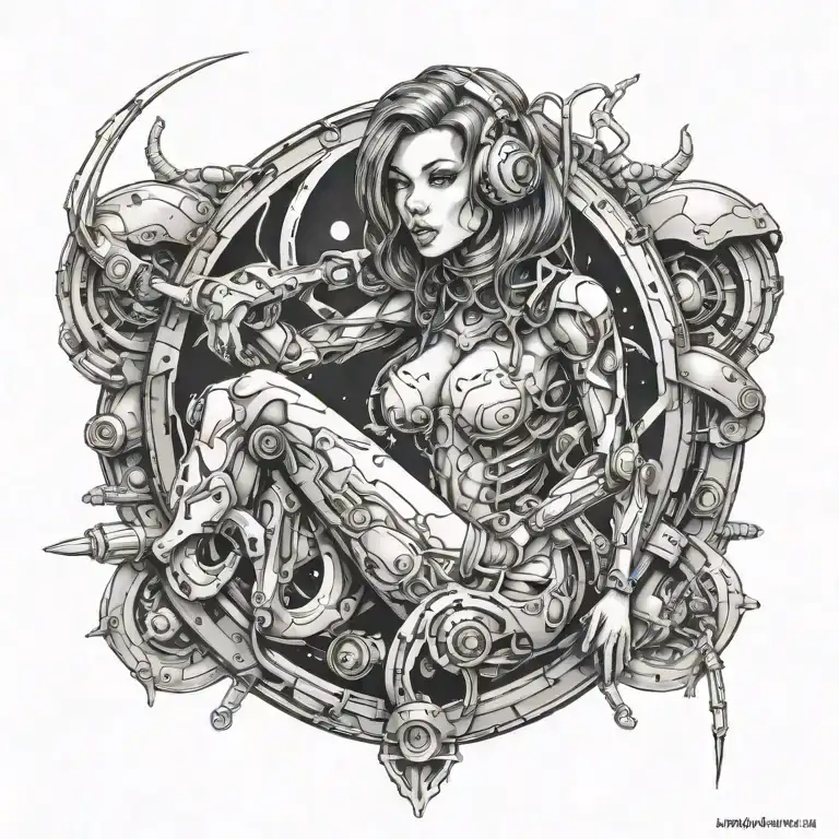sexy space girl tattoo design idea