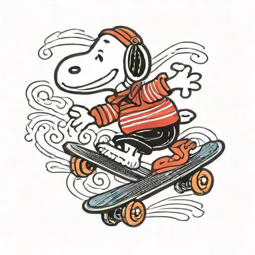 Snoopy riding a skateboard tattoo design idea