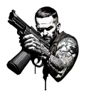 Risk Taker with guns and MOB woven tattoo design idea
