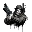 Risk Taker with guns and MOB woven tattoo design idea