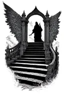 Heaven gates and stairs tattoo design idea