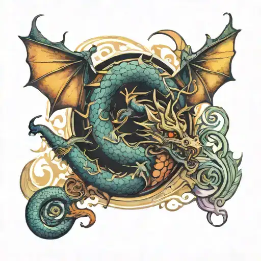 Dragon books tattoo design idea