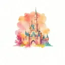 disney castle with barbie tattoo design idea