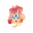 disney castle with barbie tattoo design idea