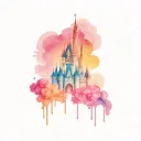 disney castle with barbie tattoo design idea