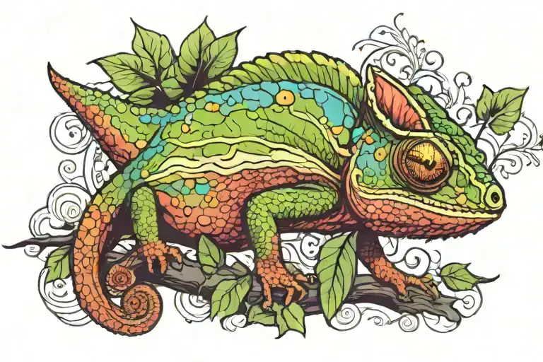 chameleon looking curious tattoo design idea