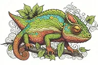 chameleon looking curious tattoo design idea