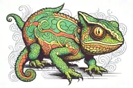 chameleon looking curious tattoo design idea