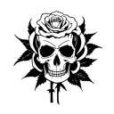 rose with a skull inside it,gothic  tattoo design idea