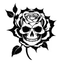 rose with a skull inside it,gothic  tattoo design idea