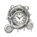 melting clock with aries zodiac sign made tattoo design idea