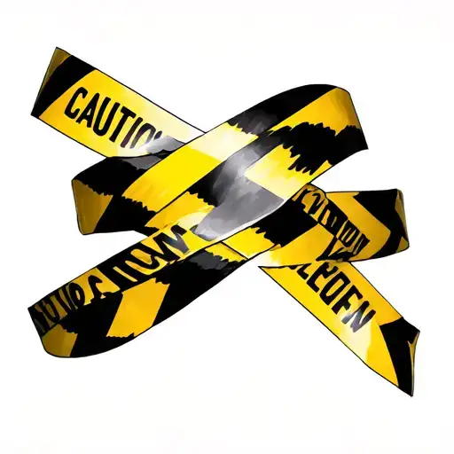 caution tape morphing tattoo design idea