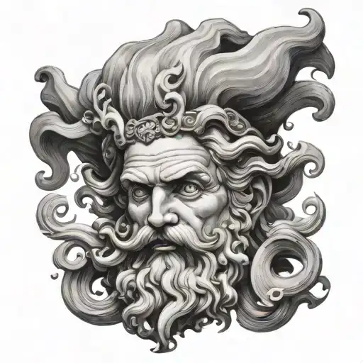 the head of neptune tattoo design idea