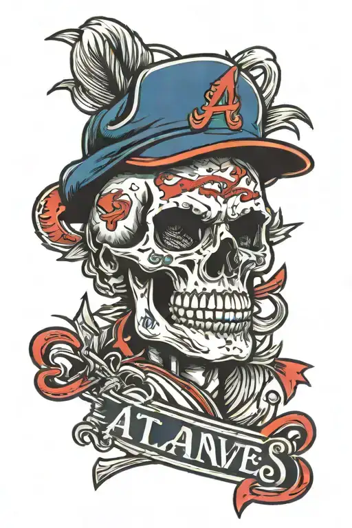 Atlanta Braves A with Skull tattoo design idea