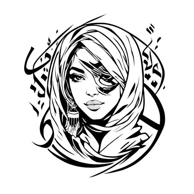 Aaliyah in Arabic calligraphy style tattoo design idea