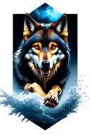 wolf running tattoo design idea