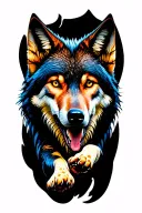 wolf running tattoo design idea