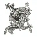 skeleton Hawaii dancer gracefully moving tattoo design idea
