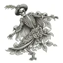 skeleton Hawaii dancer gracefully moving tattoo design idea